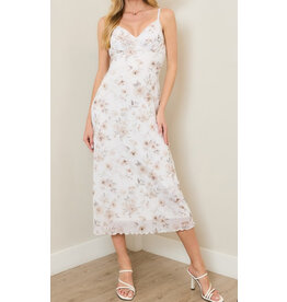Floral mesh midi dress