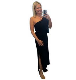 LATA Solid Woven One Shoulder Maxi Dress