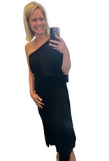 LATA Solid Woven One Shoulder Maxi Dress