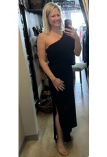 LATA Solid Woven One Shoulder Maxi Dress