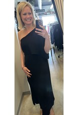 LATA Solid Woven One Shoulder Maxi Dress
