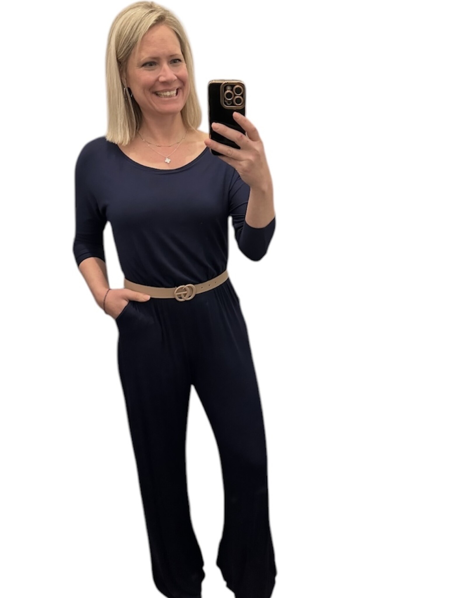 Navy jumpsuit w/ sleeves