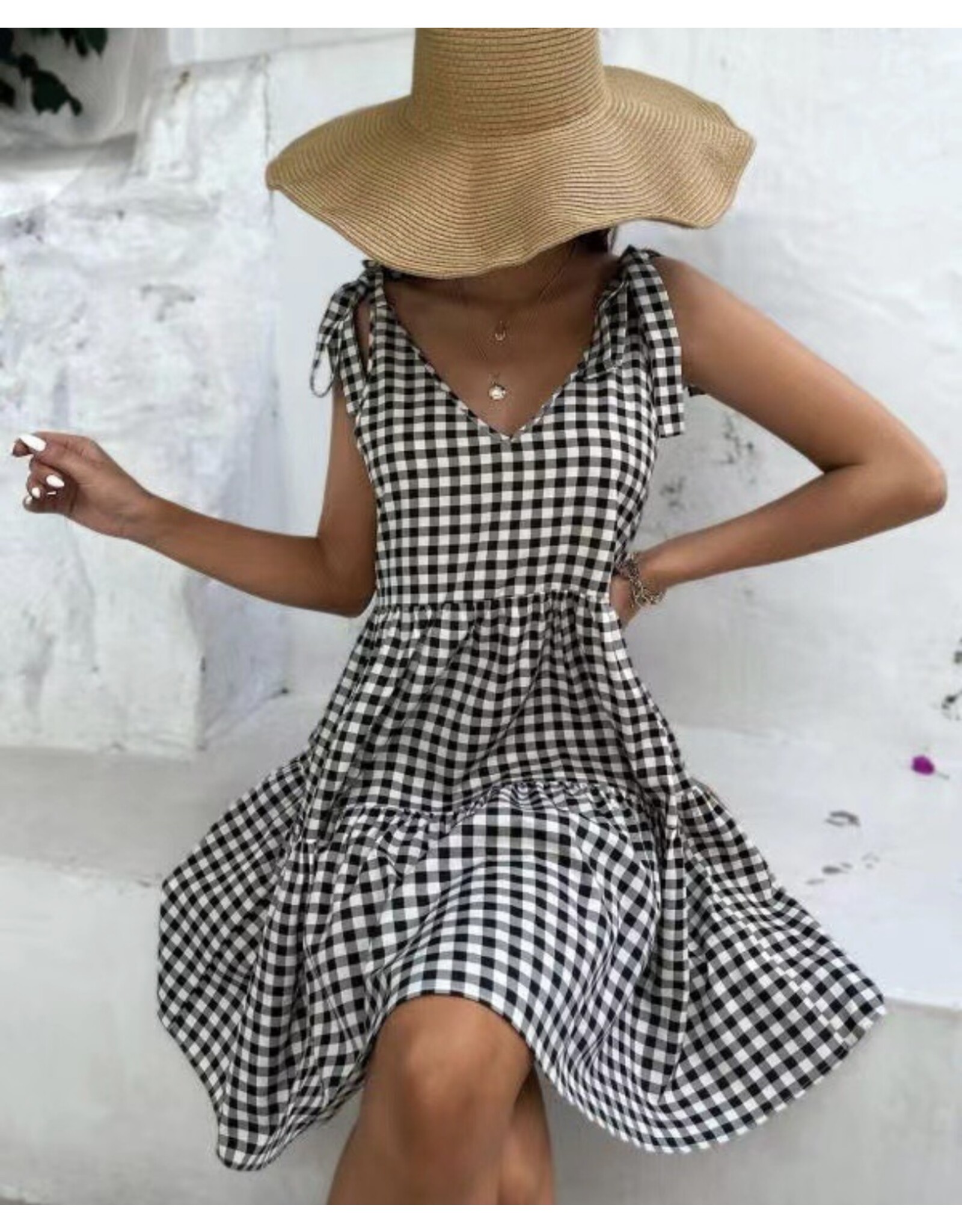 Miss sparkling Gingham ruffle dress