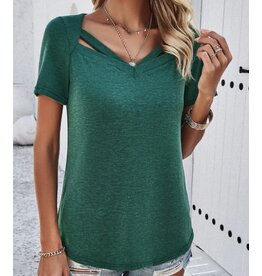 Miss sparkling V-neck cut out tee