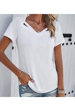 Miss sparkling V-neck cut out tee