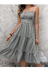 Miss sparkling B/W stripe spaghetti strap dress