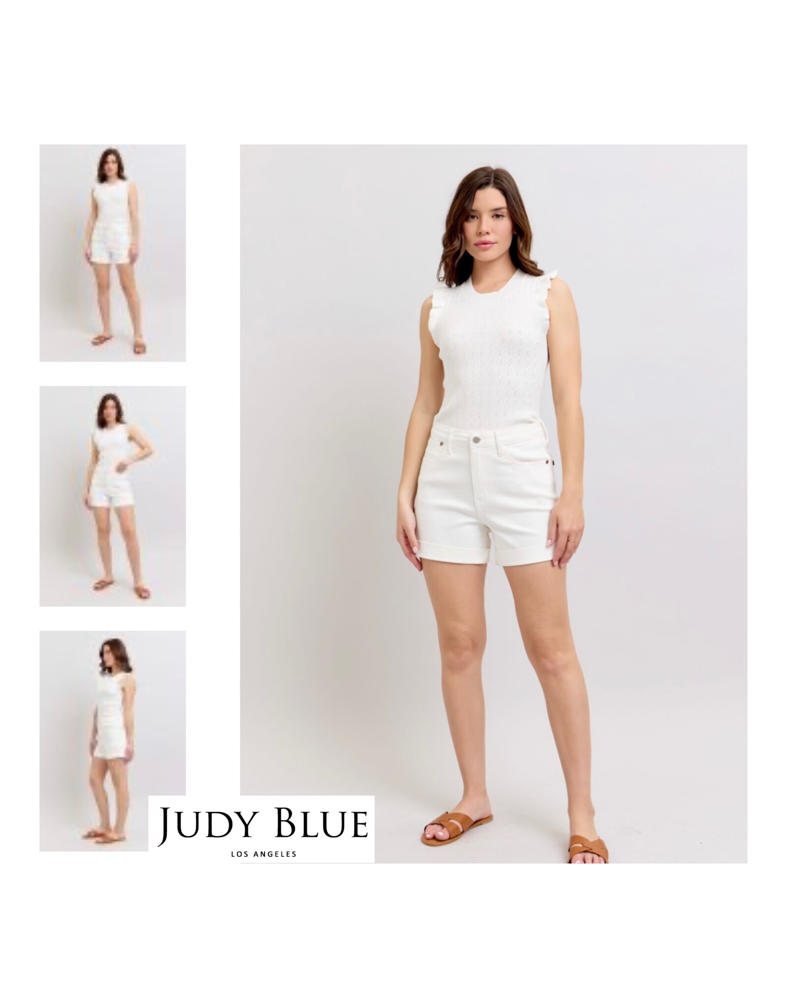 Judy Blue Judy Blue White HW Cuff Shorts