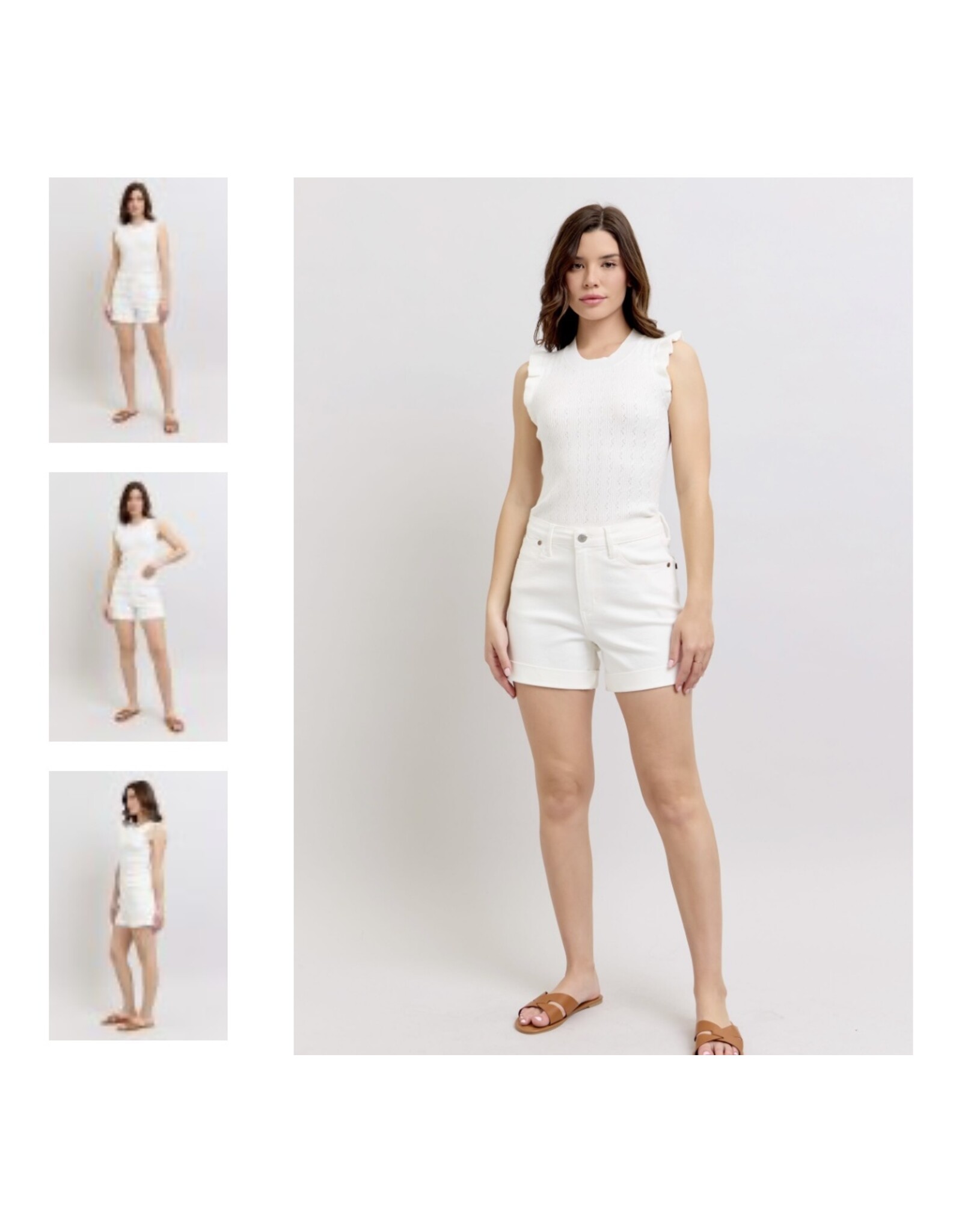 Judy Blue Judy Blue White HW Cuff Shorts
