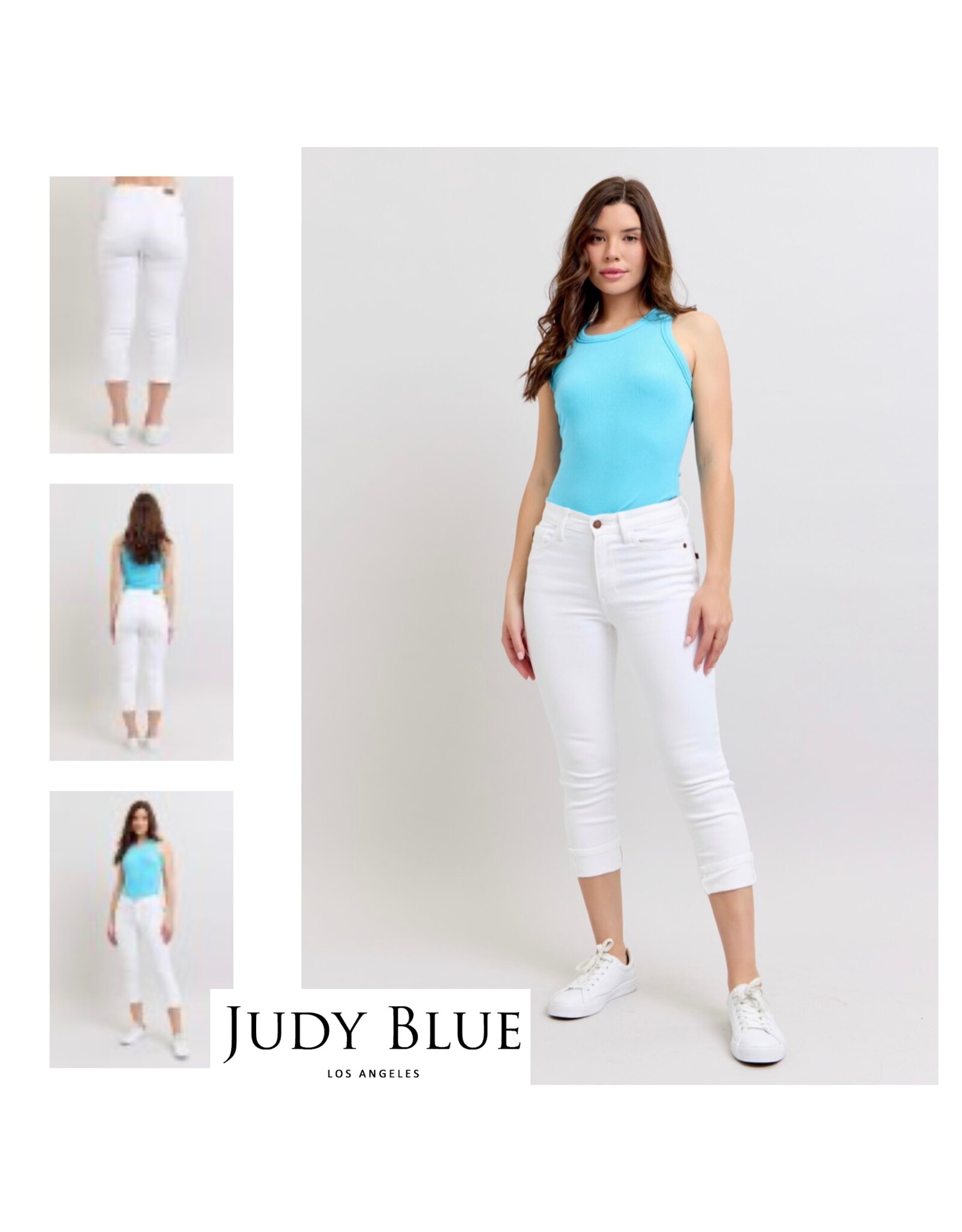 Judy Blue Judy Blue  72119 Mid Rise White Capri w/ Cuff