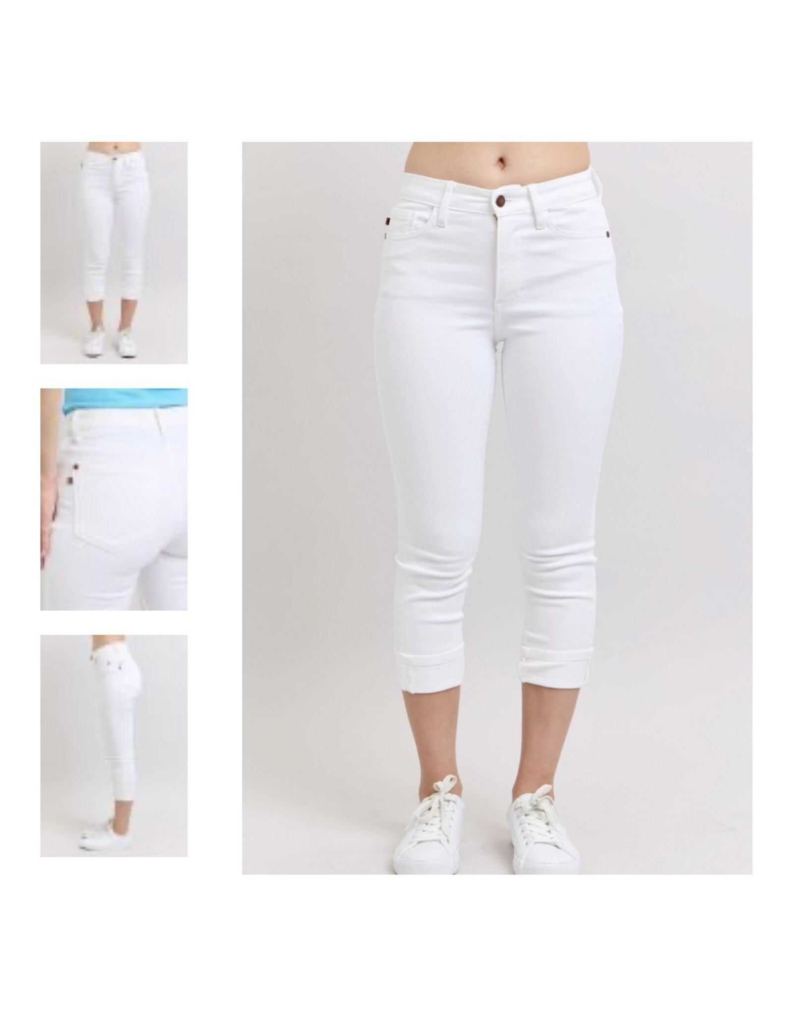 Judy Blue Judy Blue  72119 Mid Rise White Capri w/ Cuff