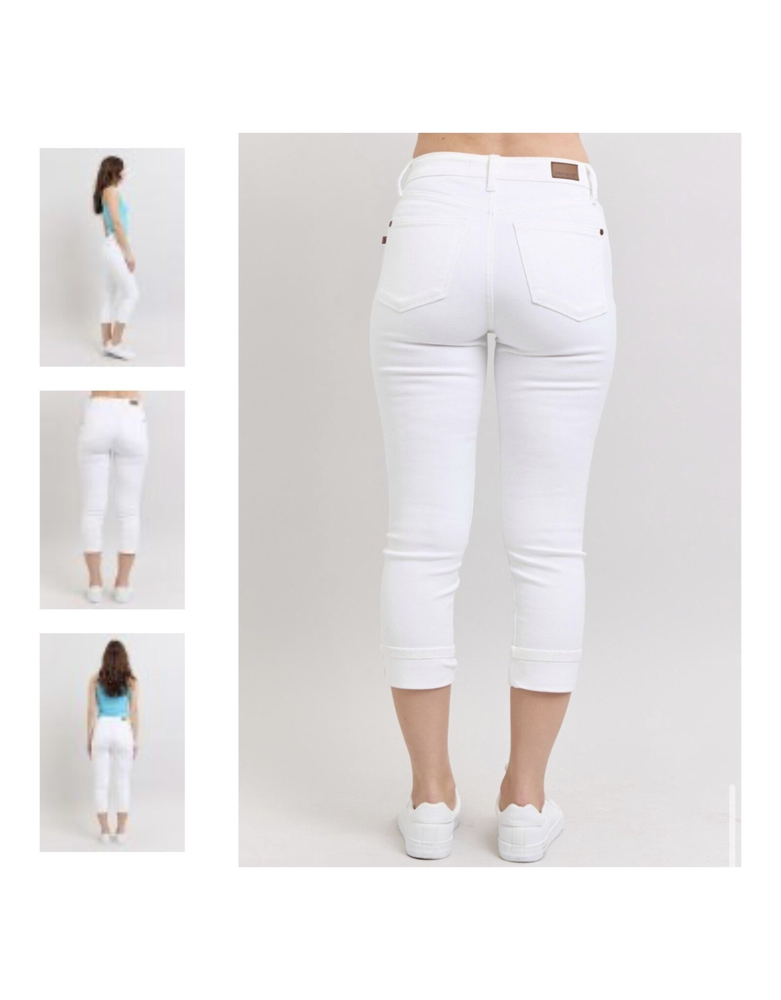 Judy Blue Judy Blue  72119 Mid Rise White Capri w/ Cuff