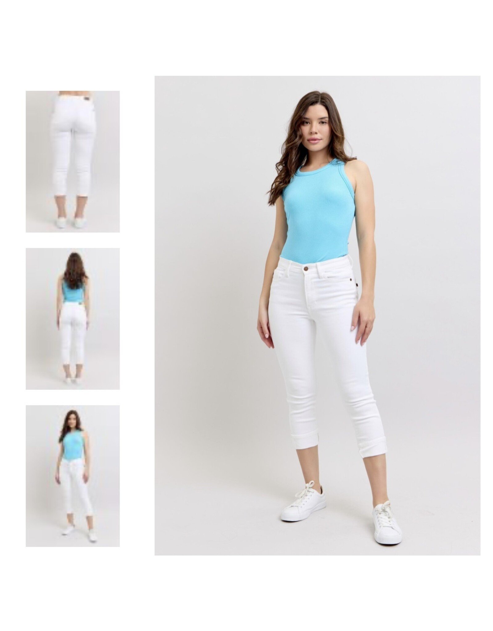 Judy Blue Judy Blue  72119 Mid Rise White Capri w/ Cuff