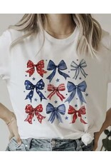Miss sparkling Red, white & blue bow t-shirt