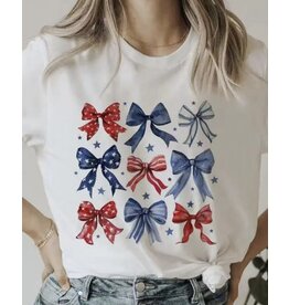 Miss sparkling Red, white & blue bow t-shirt