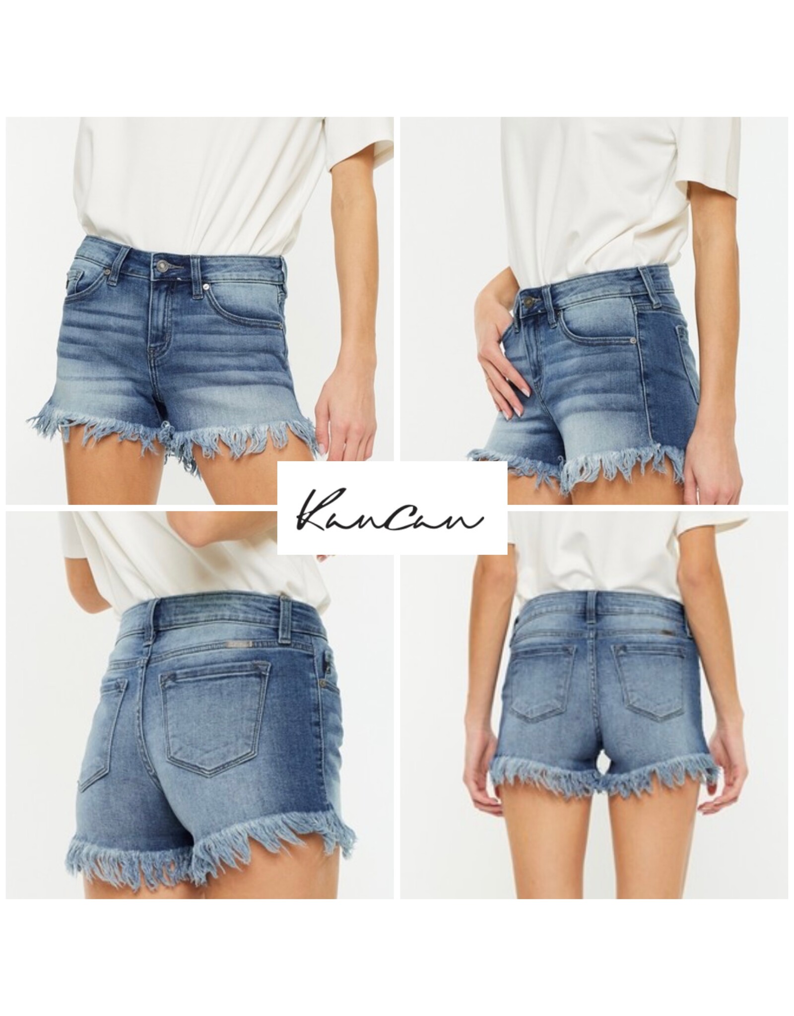 Kancan Mid rise frayed hem shorts