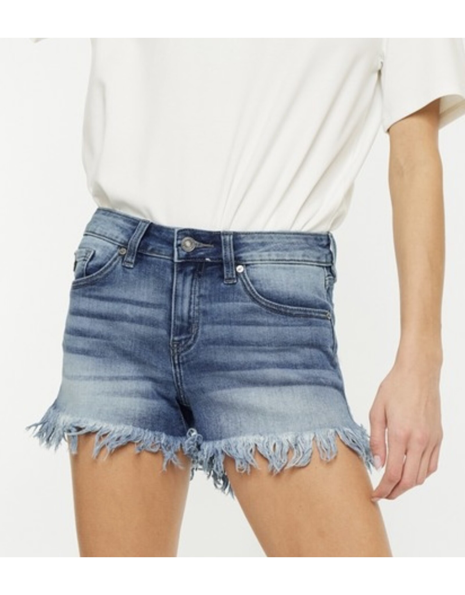 Kancan Mid rise frayed hem shorts