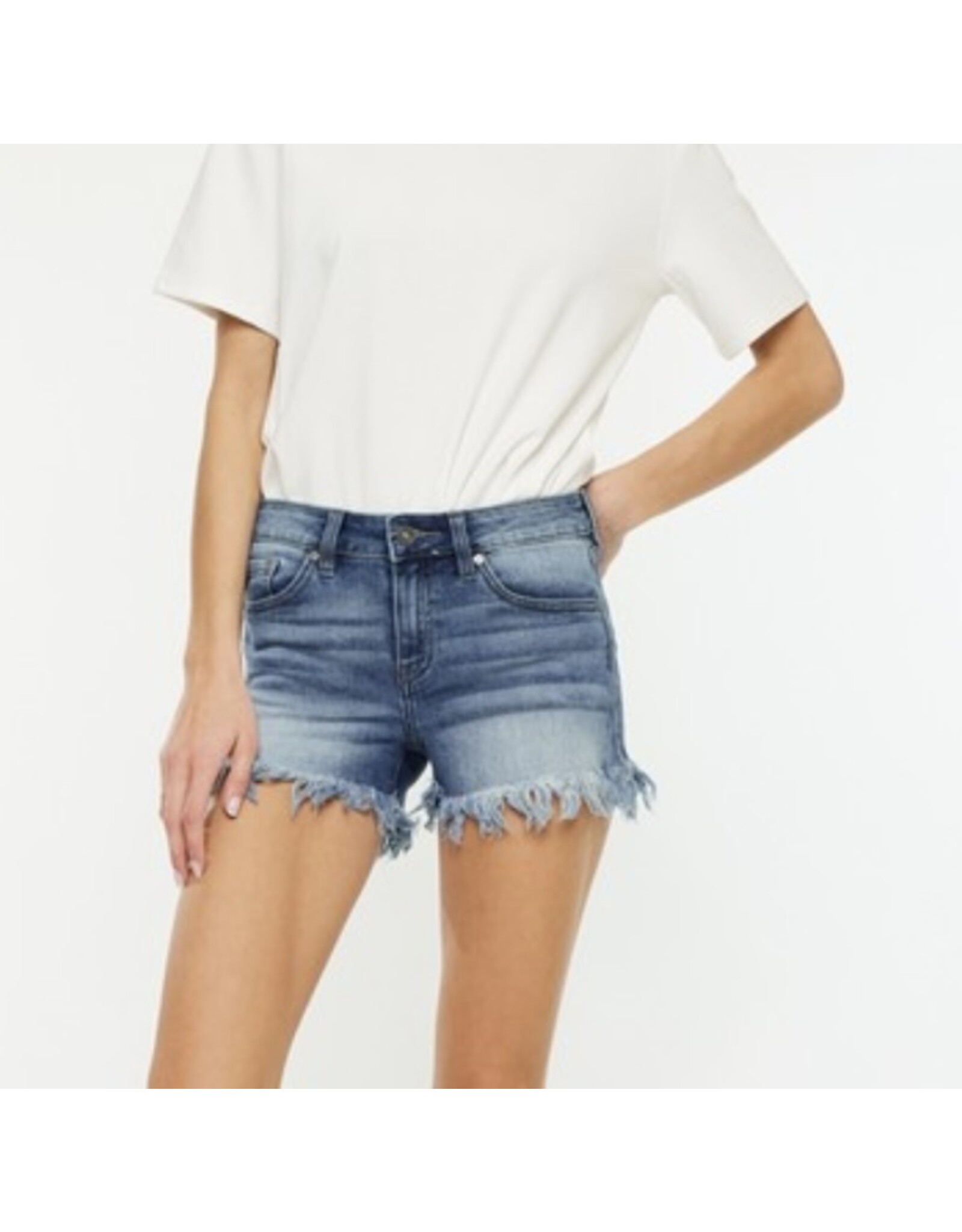 Kancan Mid rise frayed hem shorts