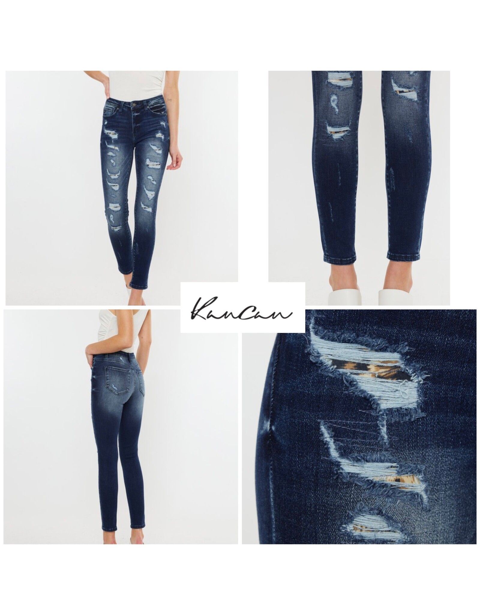 Kancan Leopard patch HR skinny jean