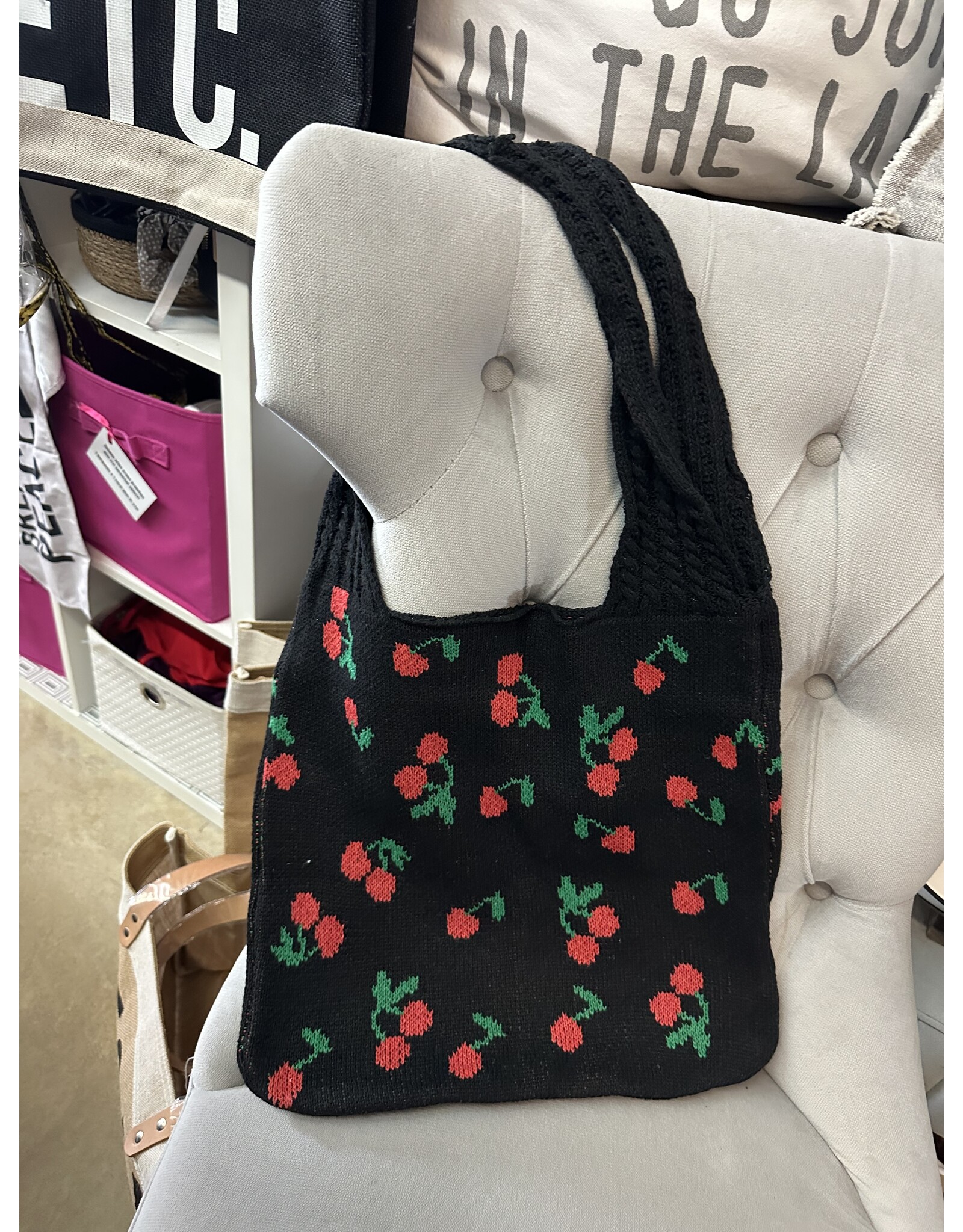 JOIA Knit trendy CHERRY hobo bag
