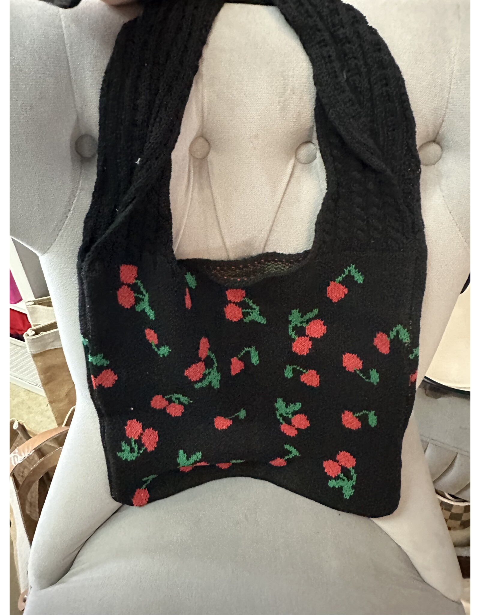 JOIA Knit trendy CHERRY hobo bag