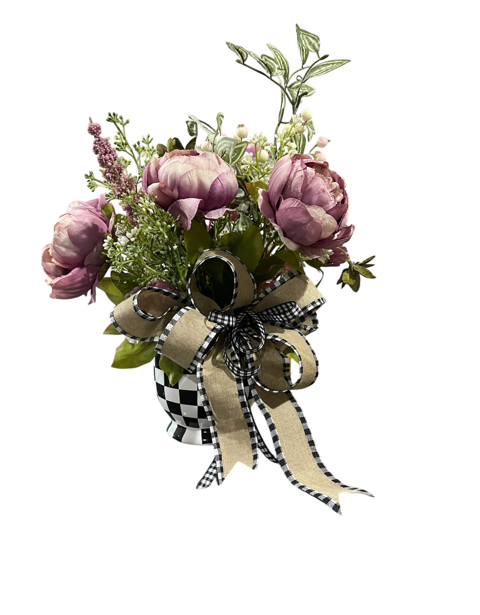 db db MC checkered vase w/ peonies