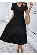 Miss sparkling Black smocked midi dress