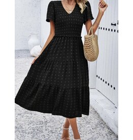 Miss sparkling Black smocked midi dress