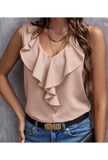 Miss sparkling Ruffle v-neck sleeveless top
