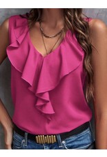 Miss sparkling Ruffle v-neck sleeveless top