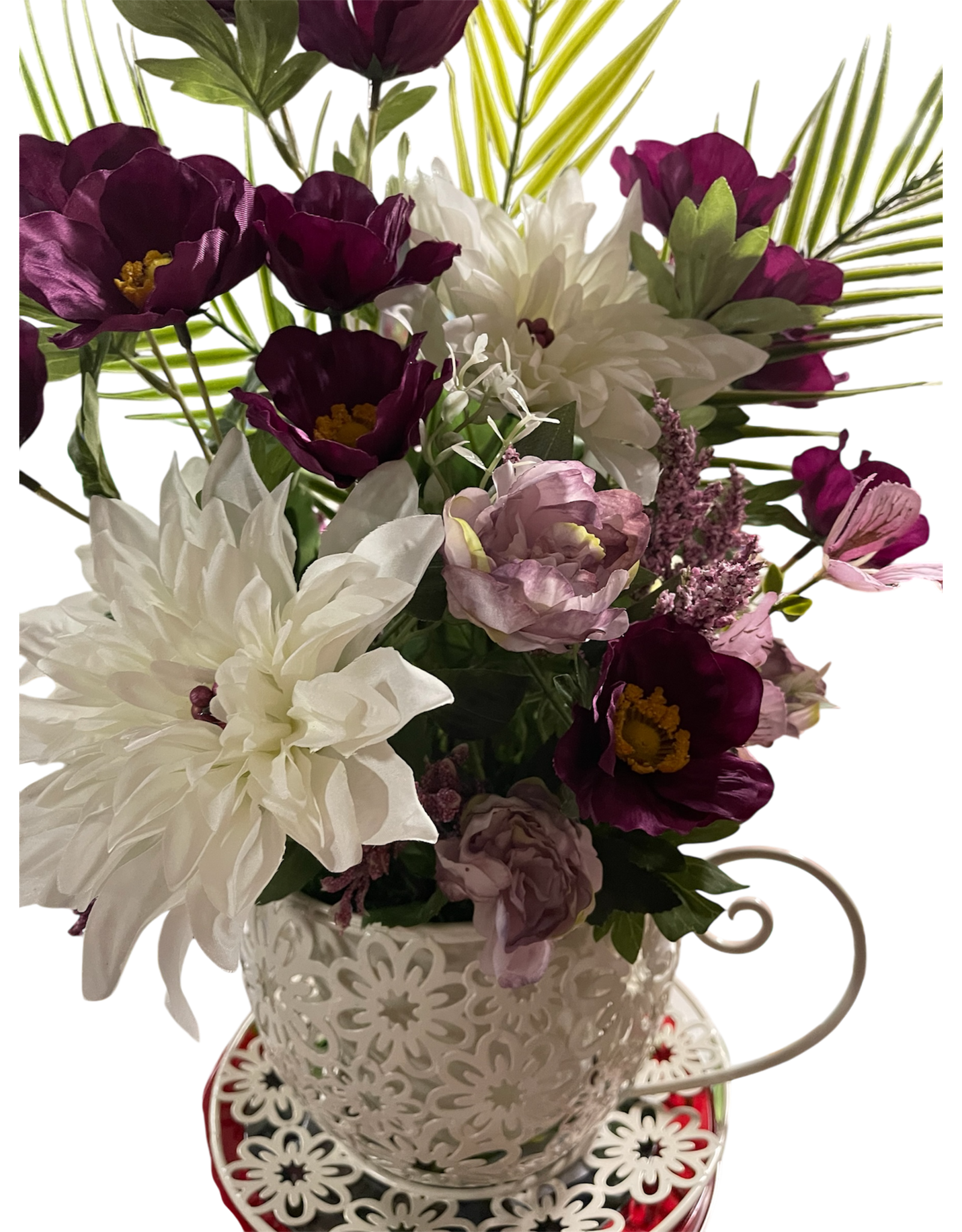 db db giant ornate coffee cup filled w/ floral