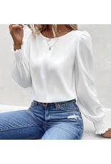 Miss sparkling Elegant long slv white blouse