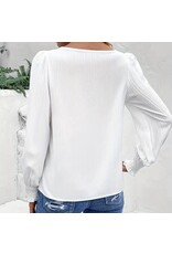 Miss sparkling Elegant long slv white blouse