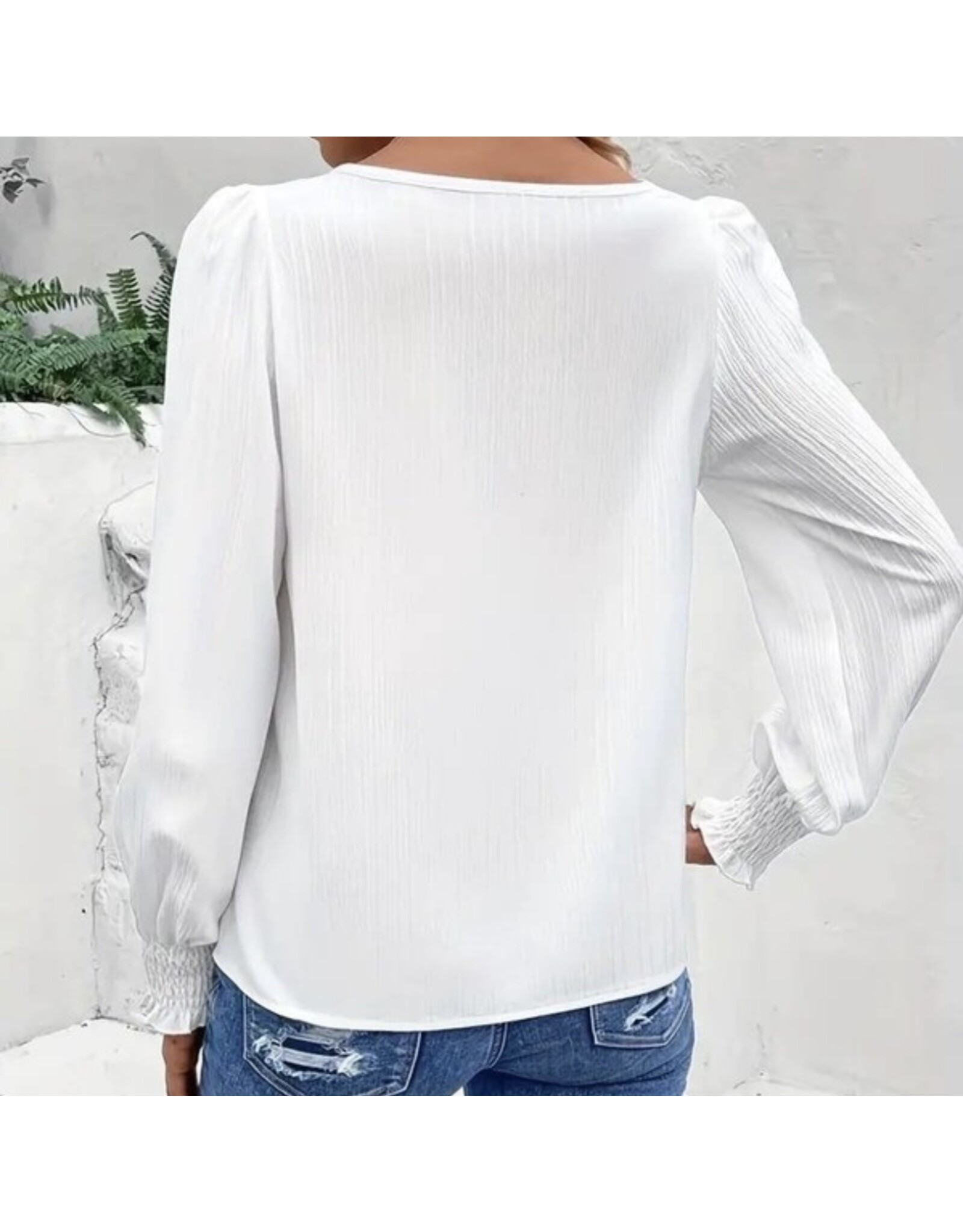Miss sparkling Elegant long slv white blouse