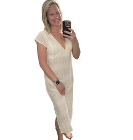 Lovestitch Taupe/white stripe dress