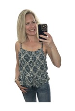 Lovestitch Blue print tank w/  peplum detail