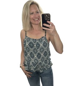 Lovestitch Blue print tank w/  peplum detail