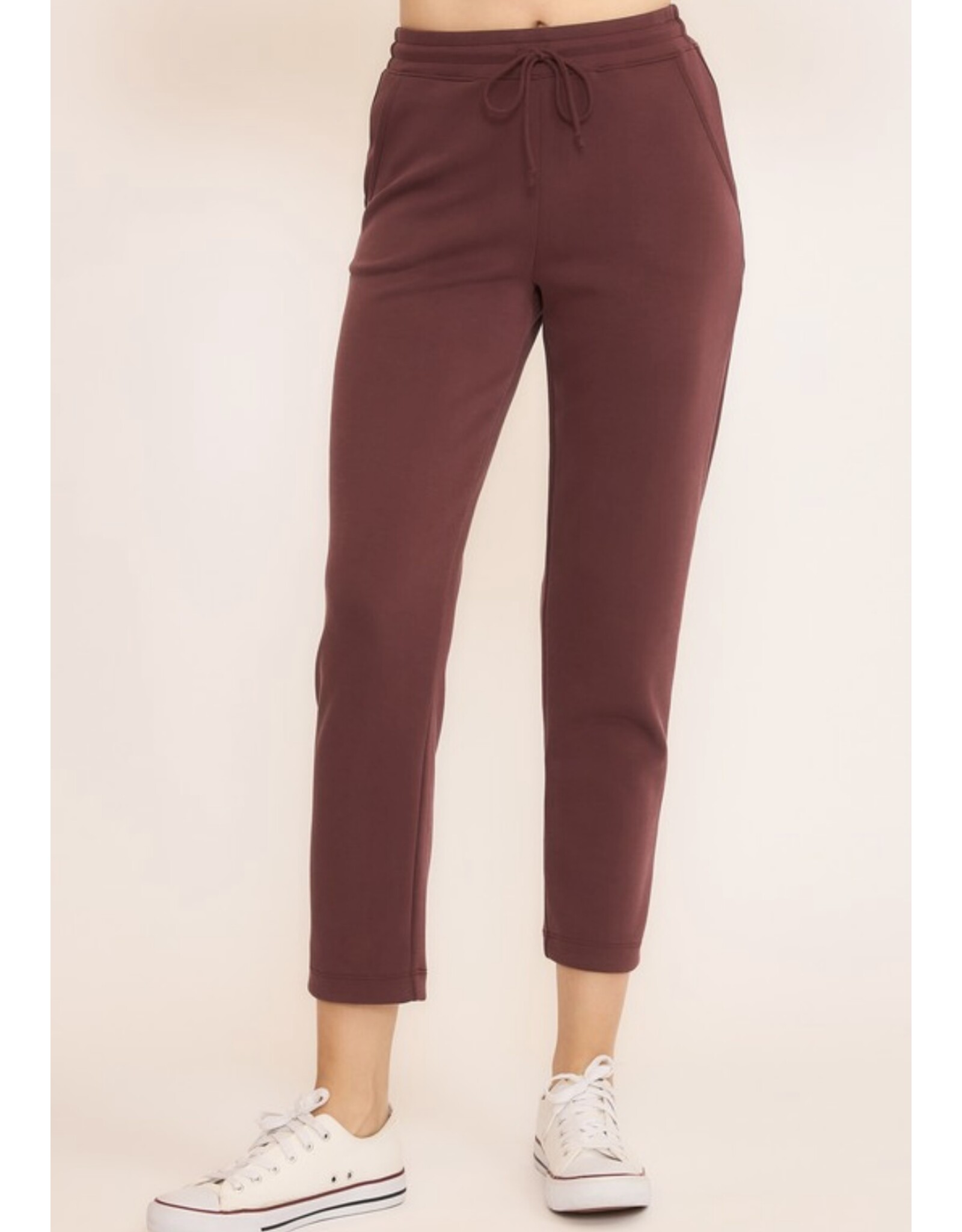 Maroon crop techno pants w/ pockets