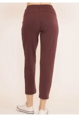 Maroon crop techno pants w/ pockets