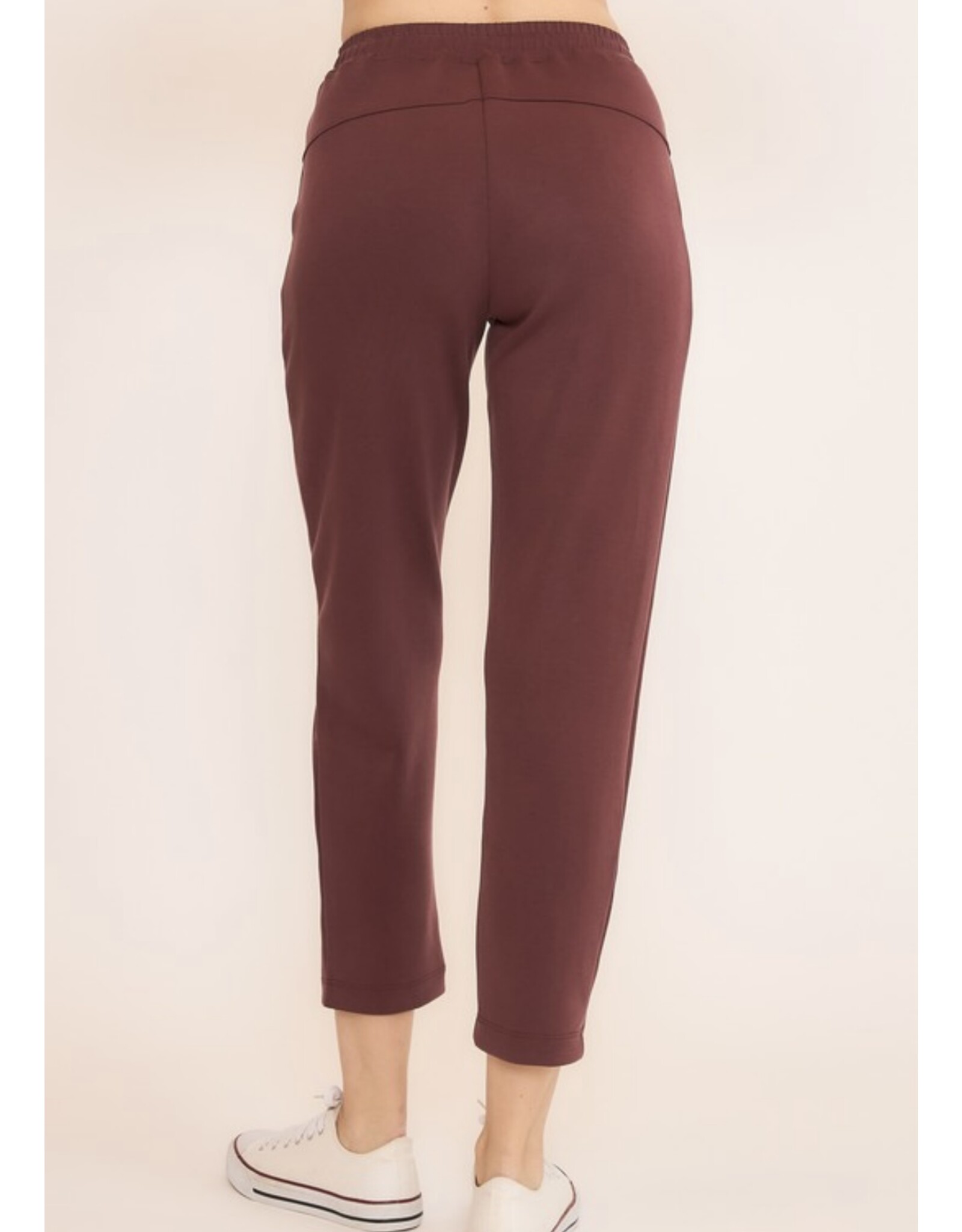 Maroon crop techno pants w/ pockets