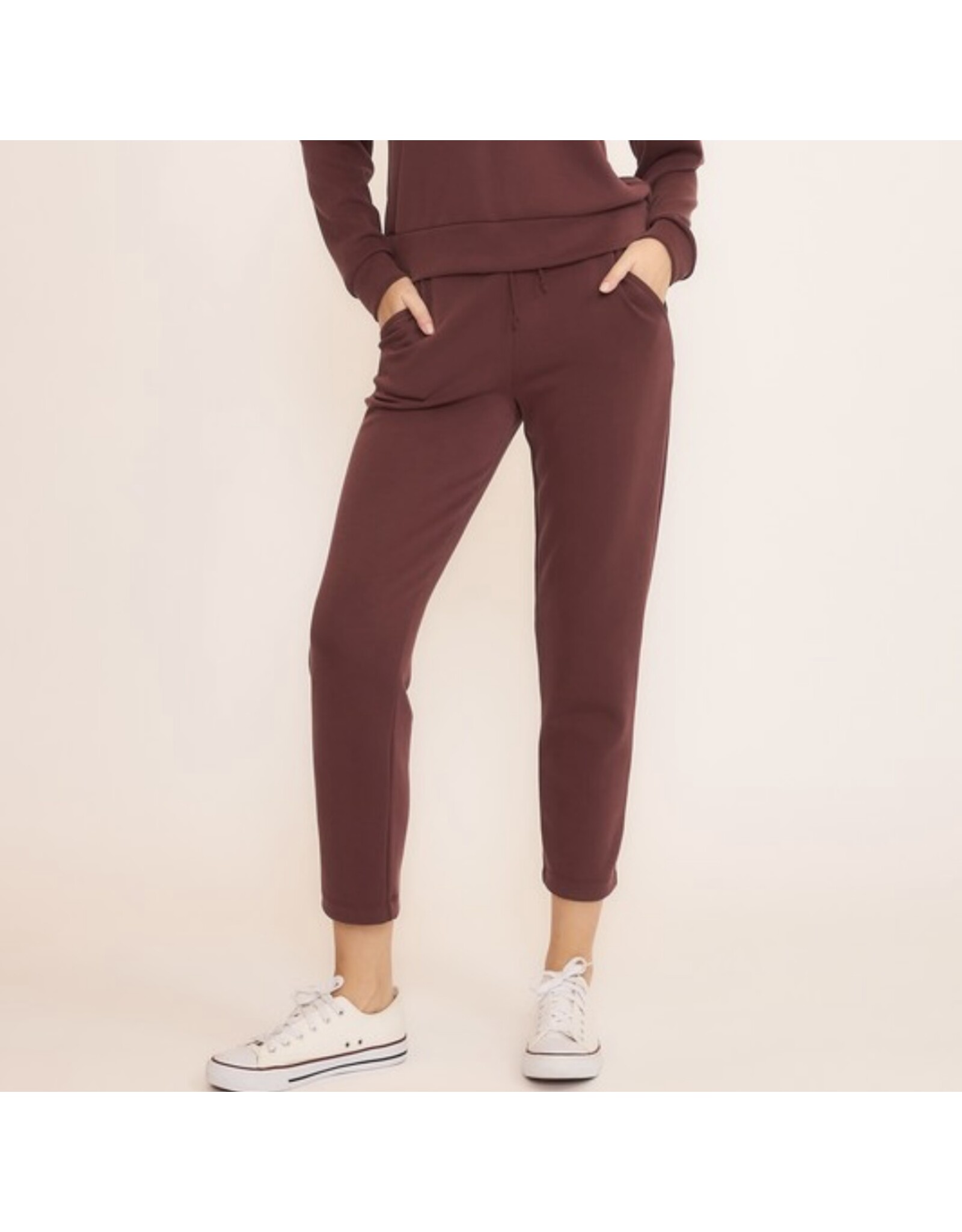 Maroon crop techno pants w/ pockets