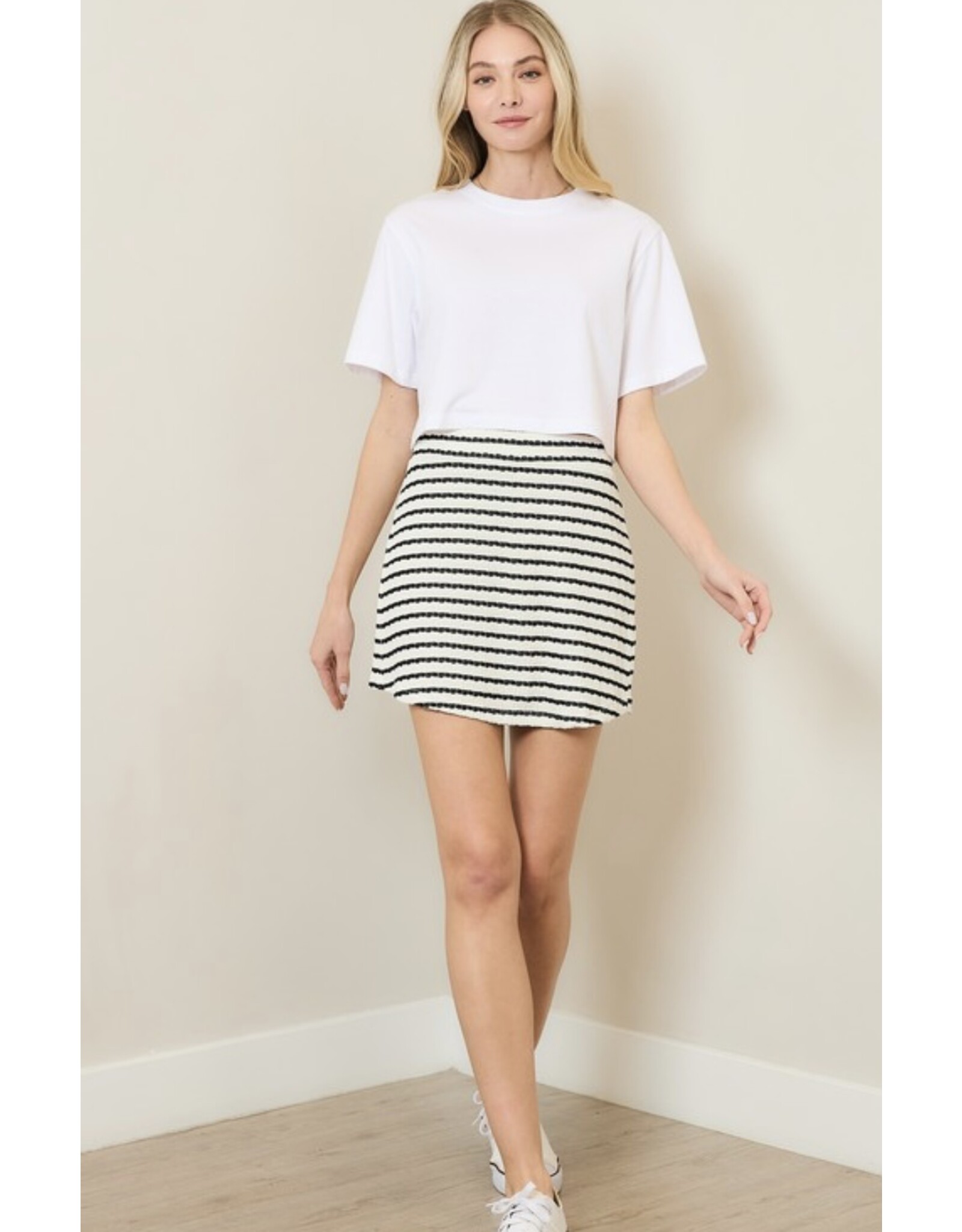 Striped puckered skort