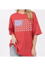Red bow American flag tee