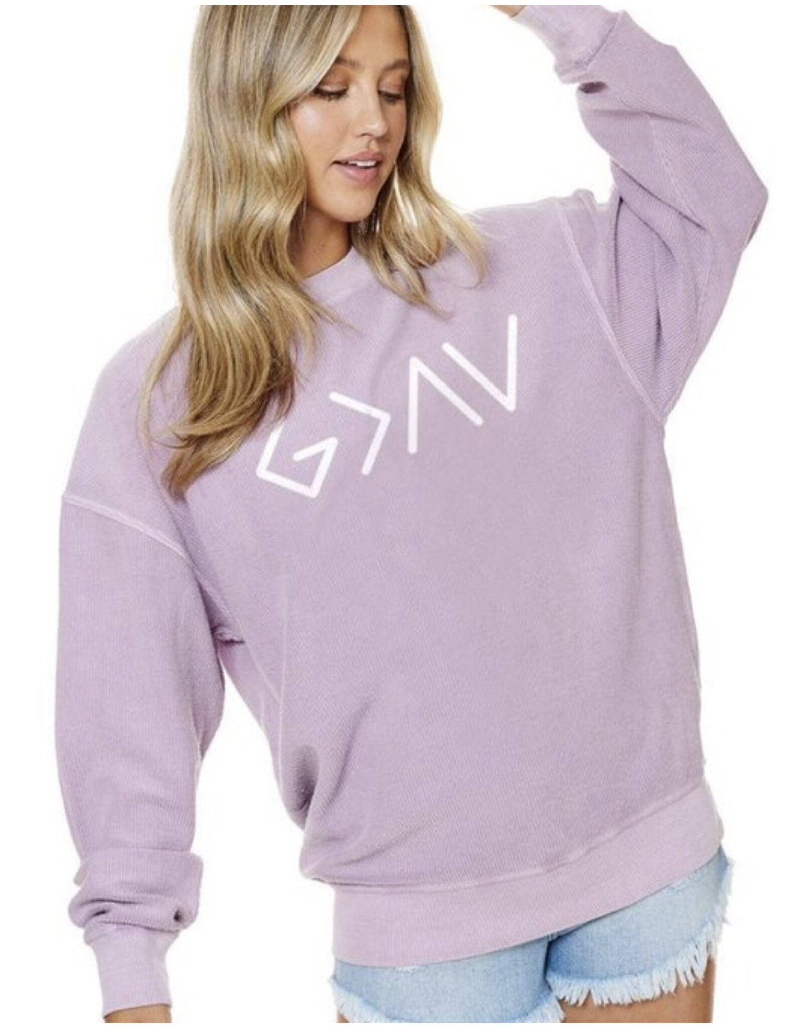 God is Greater lilac sweatshirt