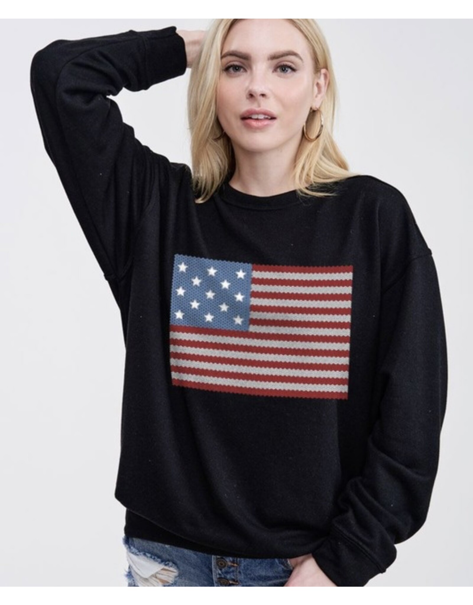 Black American flag sweatshirt