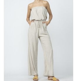 Oatmeal linen tube jumpsuit