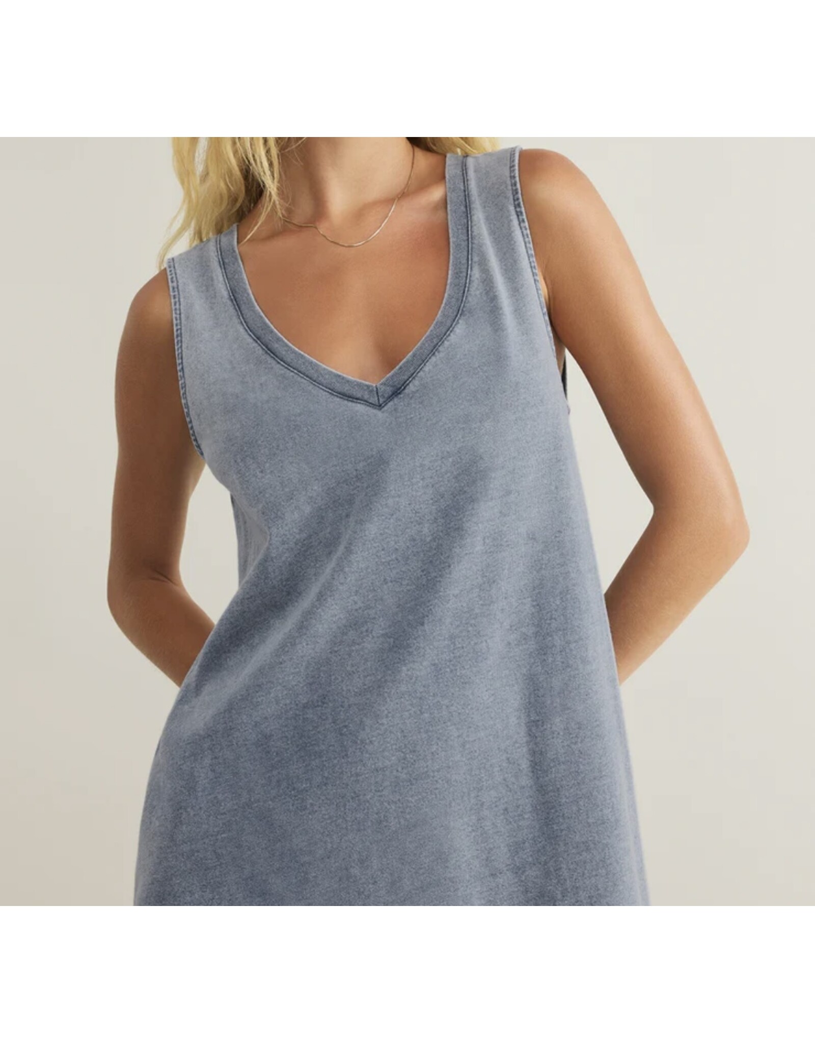 ZSupply ZSupply Sloane V-Neck Knit Denim Dress