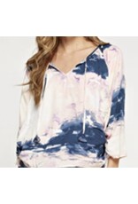 Lovestitch Waterbrush front tie tassle blouse