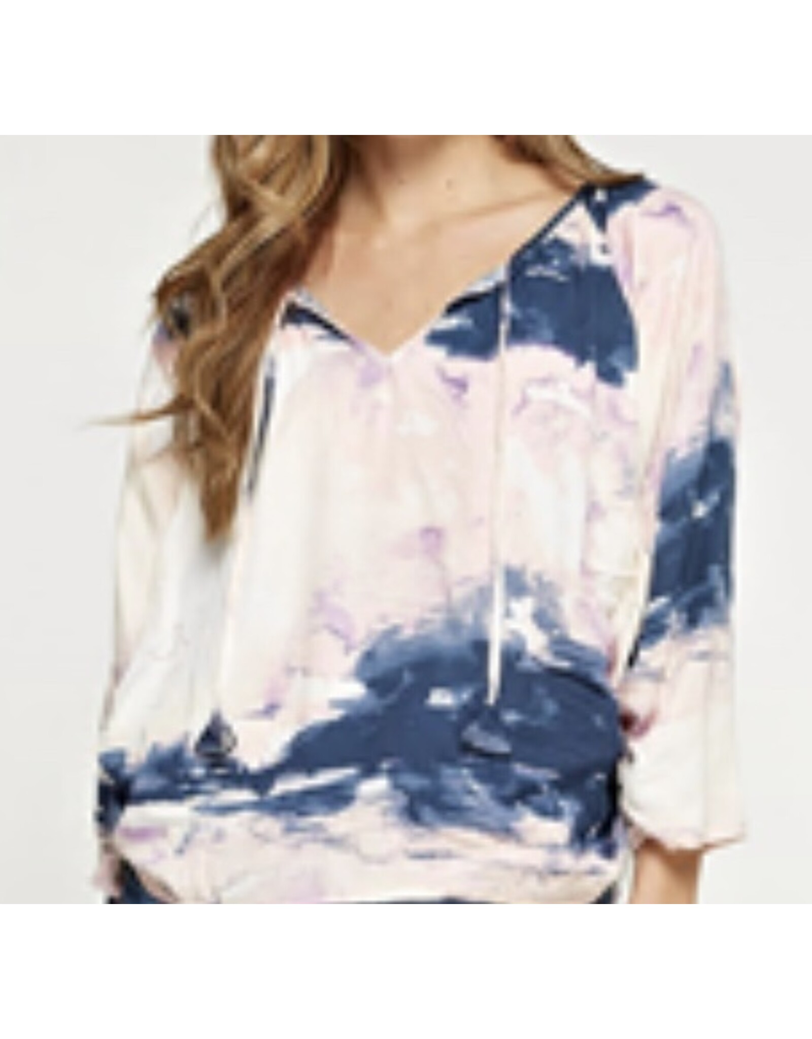 Lovestitch Waterbrush front tie tassle blouse