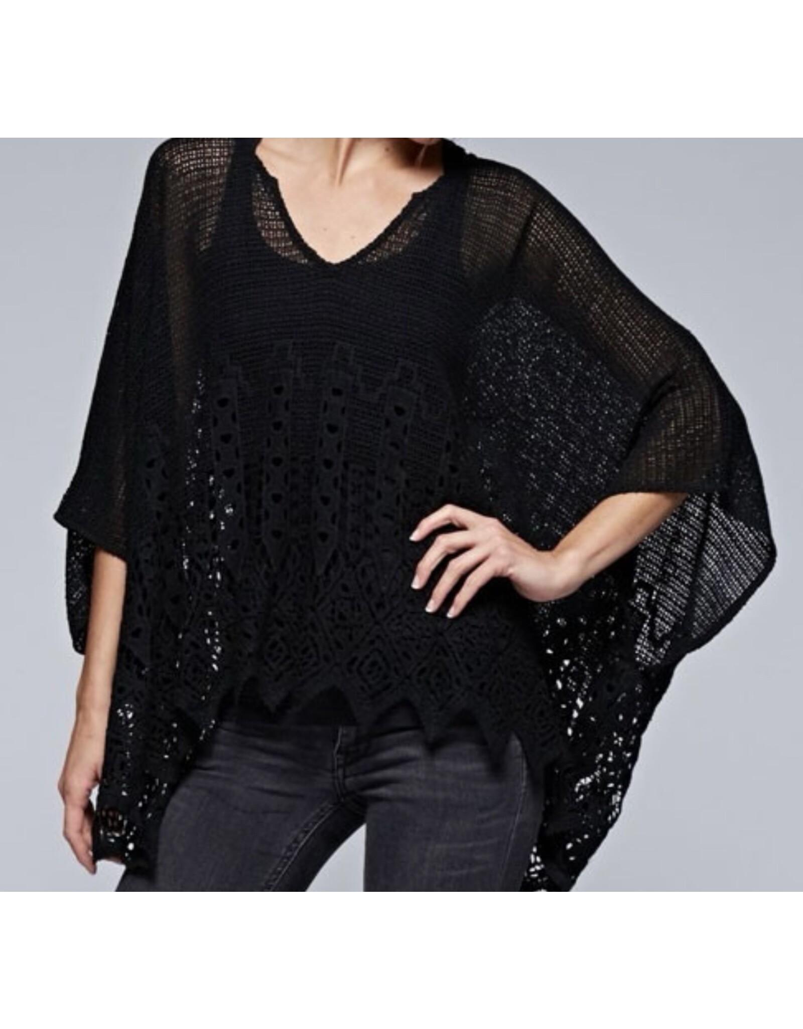 Lovestitch Black crochet poncho