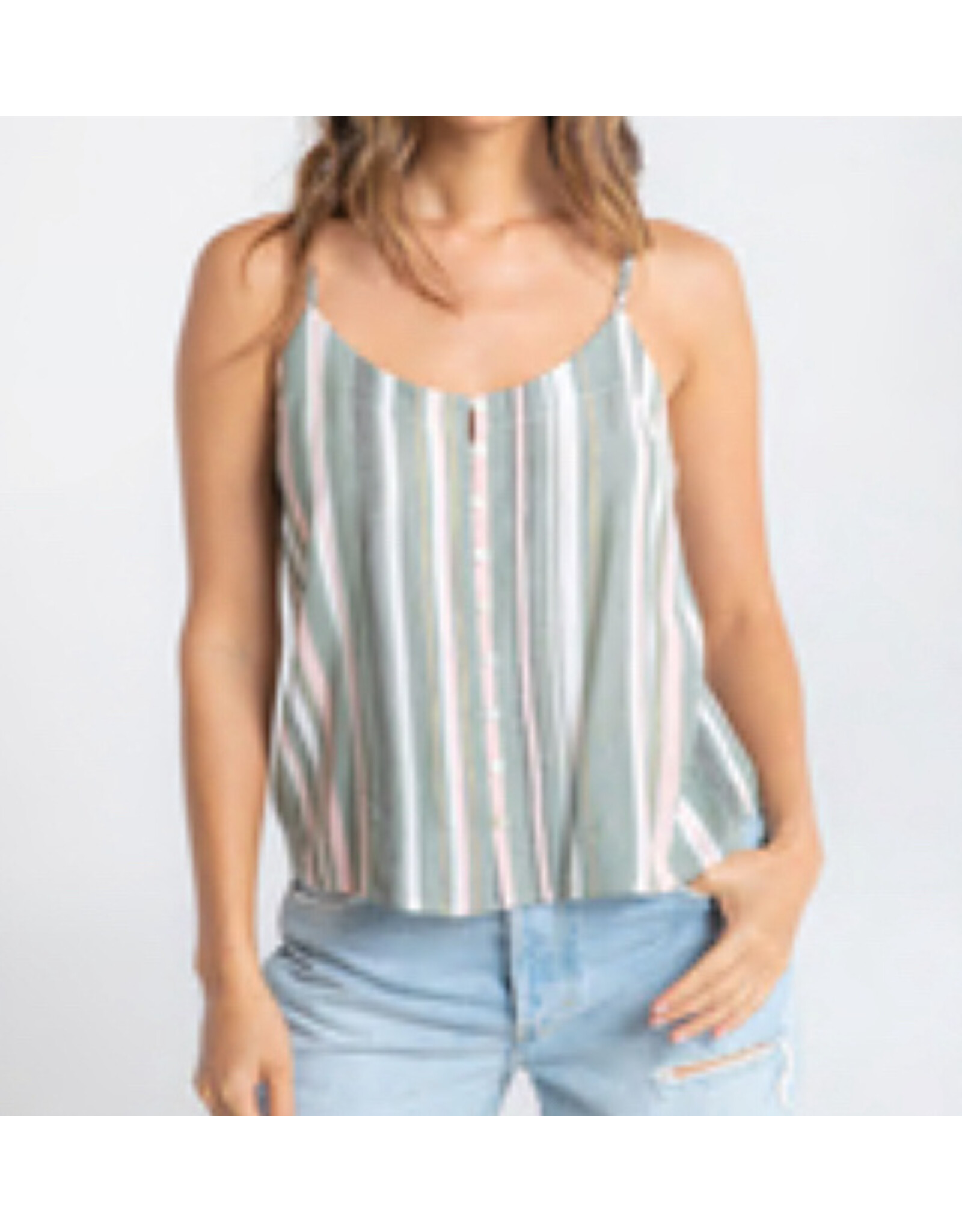 Lovestitch Olive/Pink button down cami
